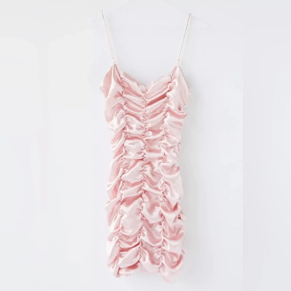 Urban Outfitters Pink Ruched Mini Dress XS - Picture 1 of 6